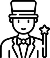 A man in a top hat and bow tie holding a wand vector