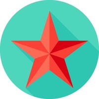 A red star icon on a turquoise background vector