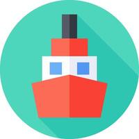 A red boat icon with a long shadow vector