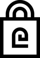 A black and white image of a lock with the letter e vector