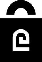 The letter e in a black and white lock vector