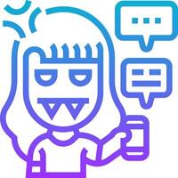 A woman holding a phone with speech bubbles around her vector