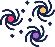 Three colorful swirls with a circle in the middle vector