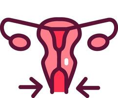 A woman's uterus with two arrows pointing to it vector