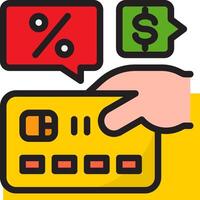A hand holding a credit card and a dollar sign vector