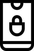 A black and white icon of a bag with a lock vector