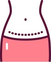 A woman's stomach with a pink top and a small hole vector