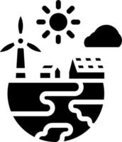 An icon of a solar power plant and windmill vector