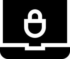 A black and white icon of a padlock on a computer vector
