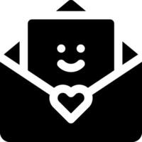 A black and white smiley face with a heart in the envelope vector