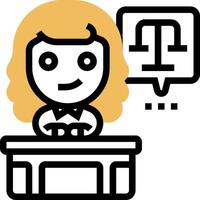 A woman sitting at a desk with a computer vector