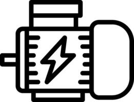 A black and white drawing of a motor with a lightning bolt vector