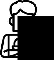 A black and white image of a man holding a black box vector