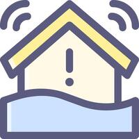 A house with a flood warning icon vector