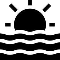 A black and white image of a sun over the ocean vector