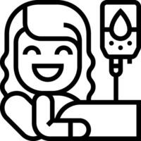 A woman is holding a drip and smiling vector