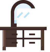 A wooden dresser with a mirror on top vector