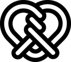 A black and white heart shaped knot vector