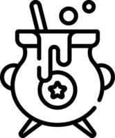 A black and white illustration of a pot with a spoon vector