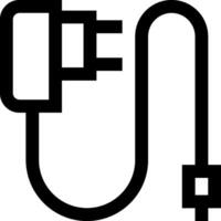 A black and white image of a plug and cable vector