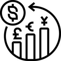 A black and white icon of a dollar sign and a bar graph vector