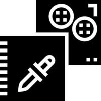 A black and white icon of a pen and a notebook vector