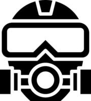 A black and white gas mask icon vector