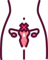 A woman's stomach with a red cross on it vector