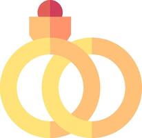 Two wedding rings with a red dot in the middle vector