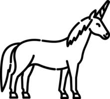 A unicorn is standing in a line drawing vector