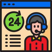 A customer service icon with a headset and a clock vector