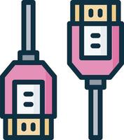 Two pink and white usb cables with the word b on them vector