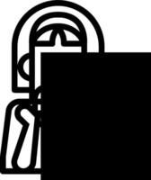 A black and white icon of a man holding a blank piece of paper vector