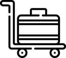 A black and white image of a cart with a bag on it vector