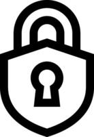 A black and white logo of a lock with a keyhole vector