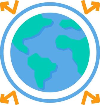 A globe with arrows pointing to it vector