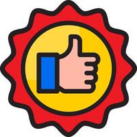 A thumbs up icon with a red star vector