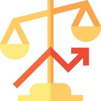 An icon of a balance scale with an arrow going up vector