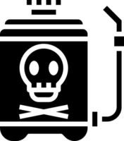 A black and white image of a gas can with a skull on it vector