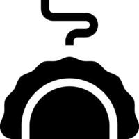 A black and white icon of a taco vector