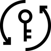 A black and white image of a key in a circle vector