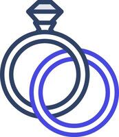 An illustration of two rings with a diamond vector