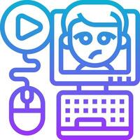 A computer with a person looking at a vector