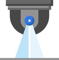 A flat icon of a camera with a blue light vector