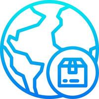 A globe with a box on it and a blue line vector