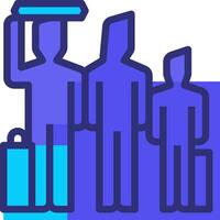 A group of people standing in front of a blue background vector