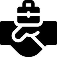 A black and white icon of a hand holding a lock vector