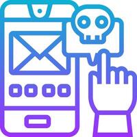 A hand holding a phone with an envelope icon vector