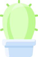 A green cactus in a pot on a white background vector