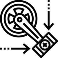 A black and white icon of a wheel with a gear vector